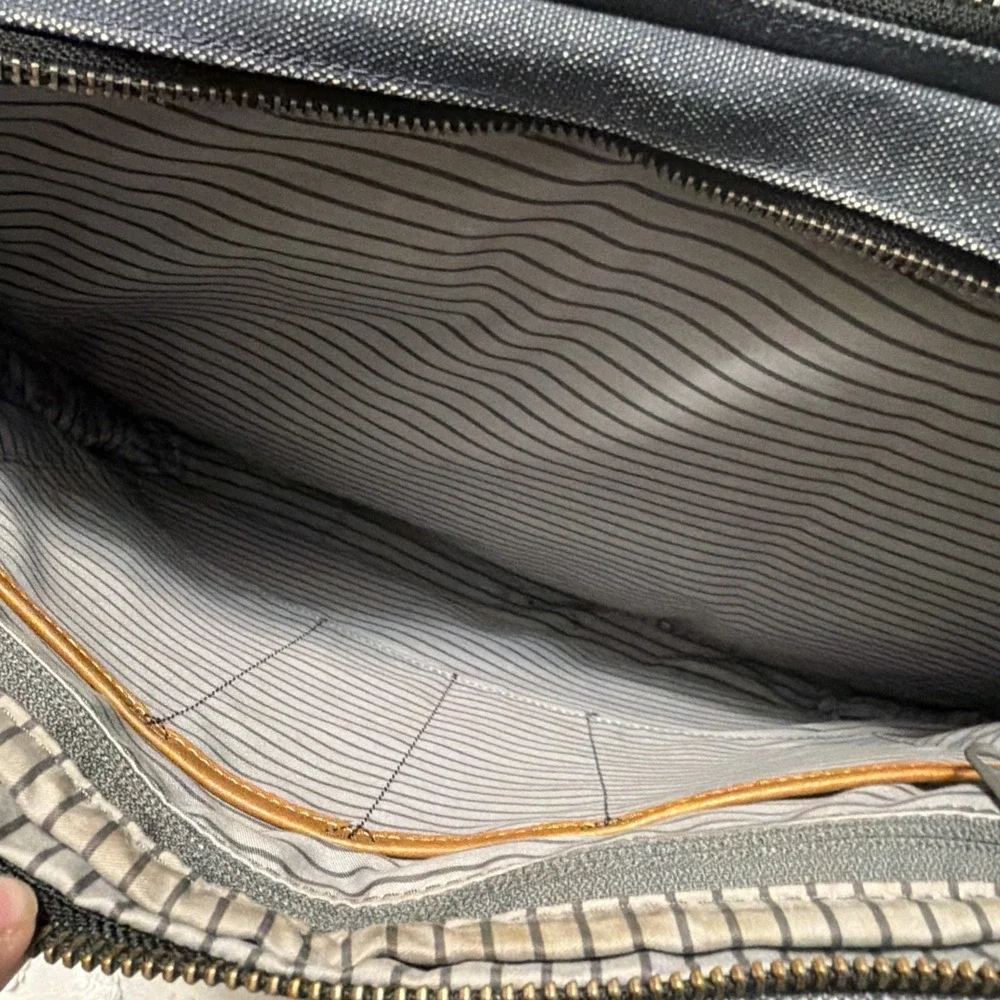Timbuk2 Classic Messenger Bag Medium Blue Tan Canvas Crossbody Laptop Bag